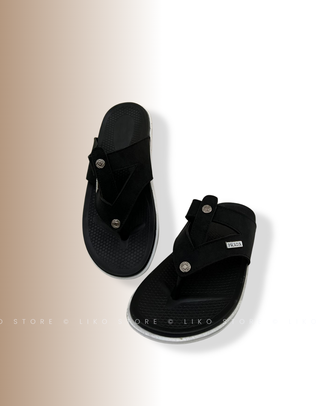 Prada-Inspired Jet Black Flip-Flops - Image 2