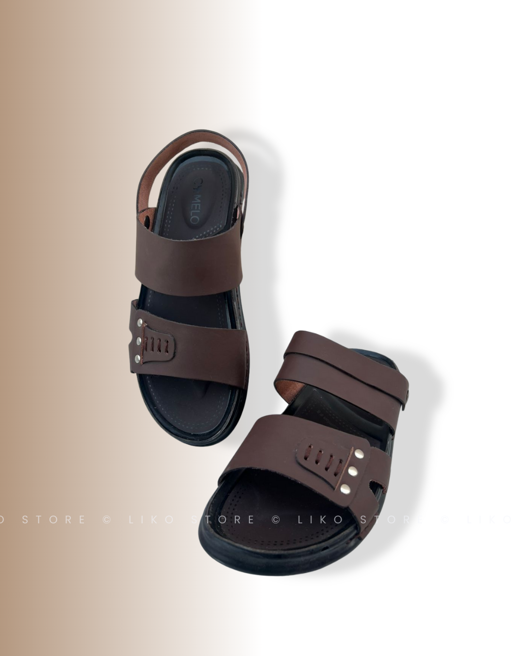 Back-Strap Brown Leather Sandals - Image 2
