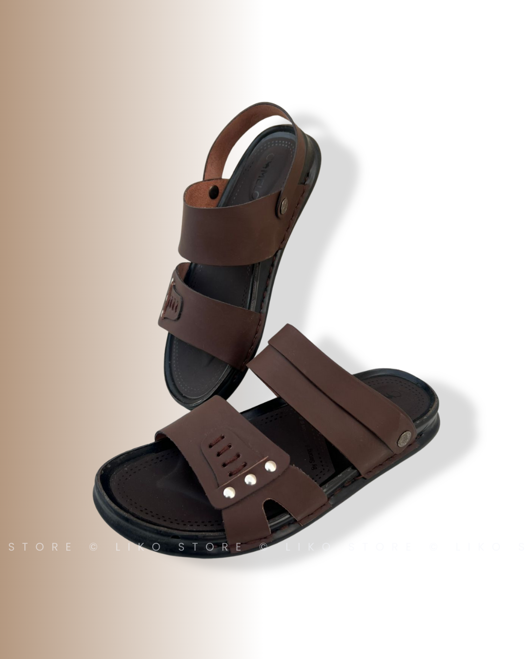 Back-Strap Brown Leather Sandals