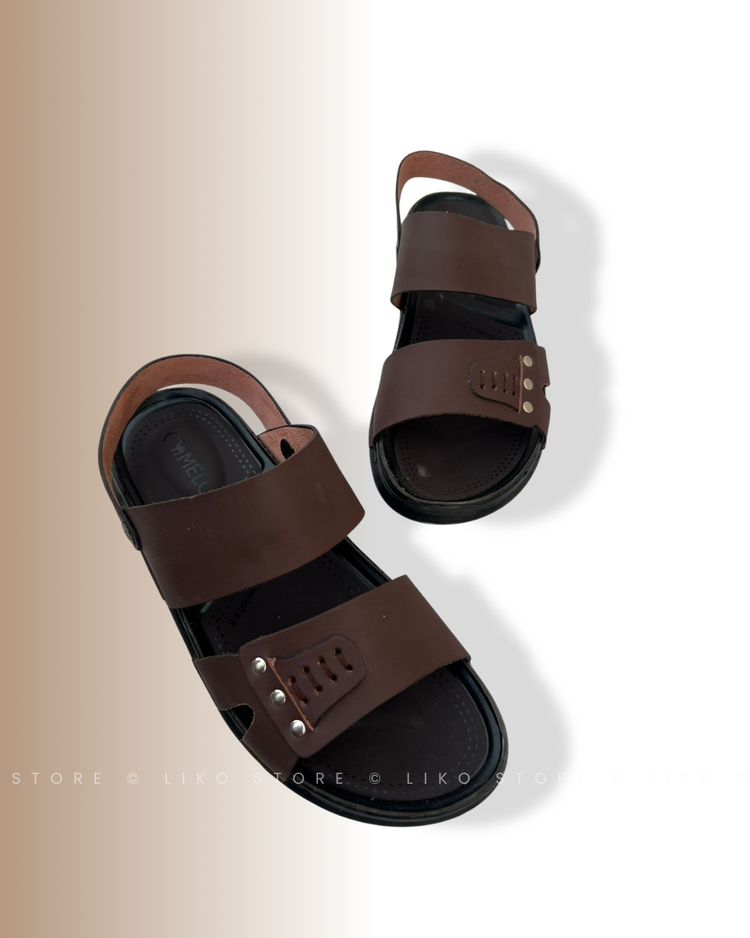 Back-Strap Brown Leather Sandals - Image 4